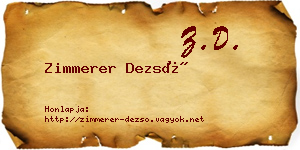 Zimmerer Dezső névjegykártya
